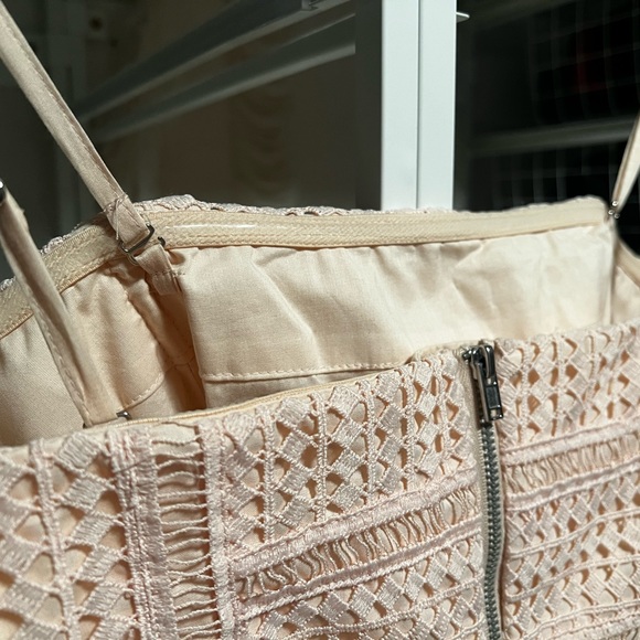 Warehouse (ASOS) Lace Peachy Pink Midi Dress - Picture 6 of 11